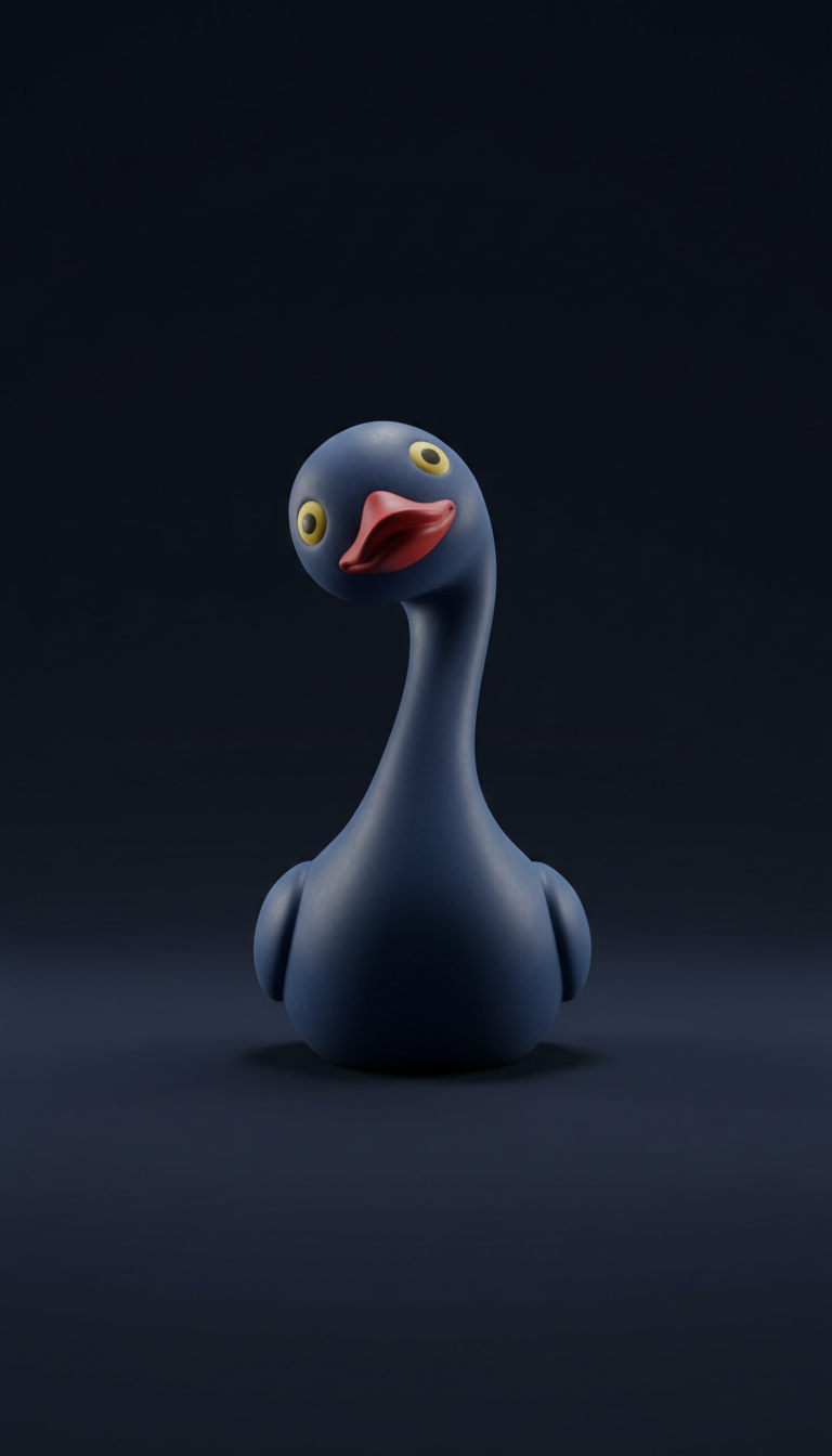 Dusky Blue Quirky Duck Figurine