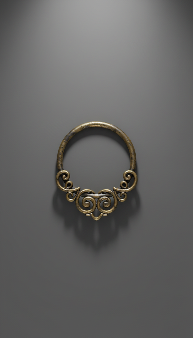Aged Brass Keyring With Arch Motif