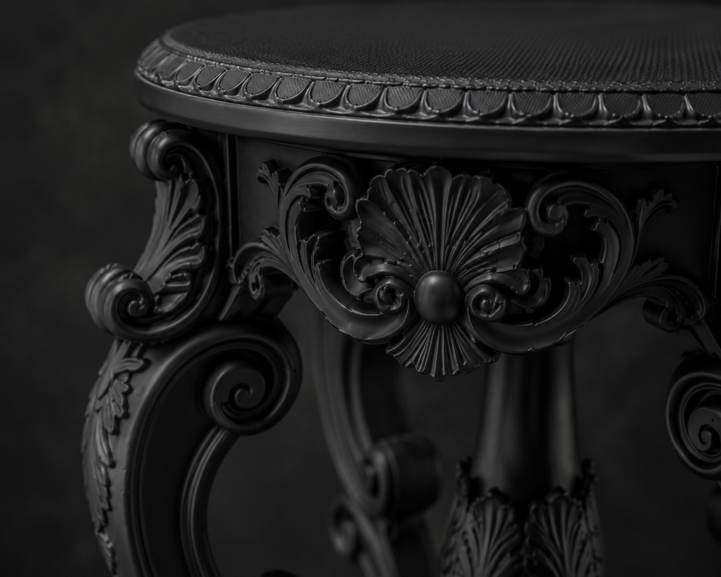 The Ebony Garden — Floor Plant Stand, Tall Baroque Gothic Pedestal, Hand-Painted