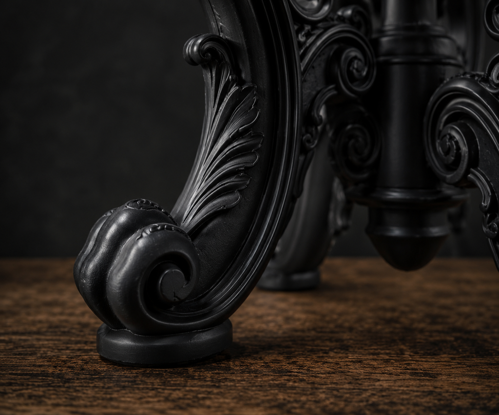 The Ebony Garden — Floor Plant Stand, Tall Baroque Gothic Pedestal, Hand-Painted