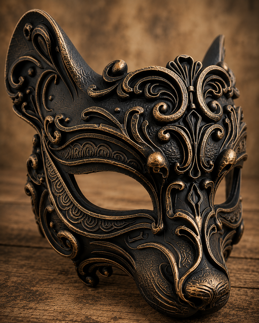 The Woodland Whisper — Mouse Masquerade Mask, Baroque Animal Mask, Hand-Painted