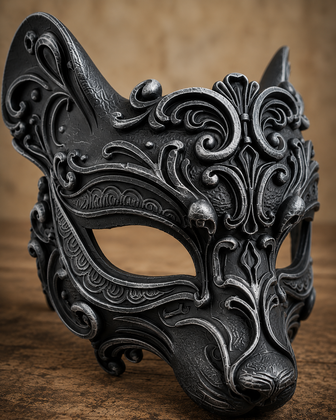 The Woodland Whisper — Mouse Masquerade Mask, Baroque Animal Mask, Hand-Painted