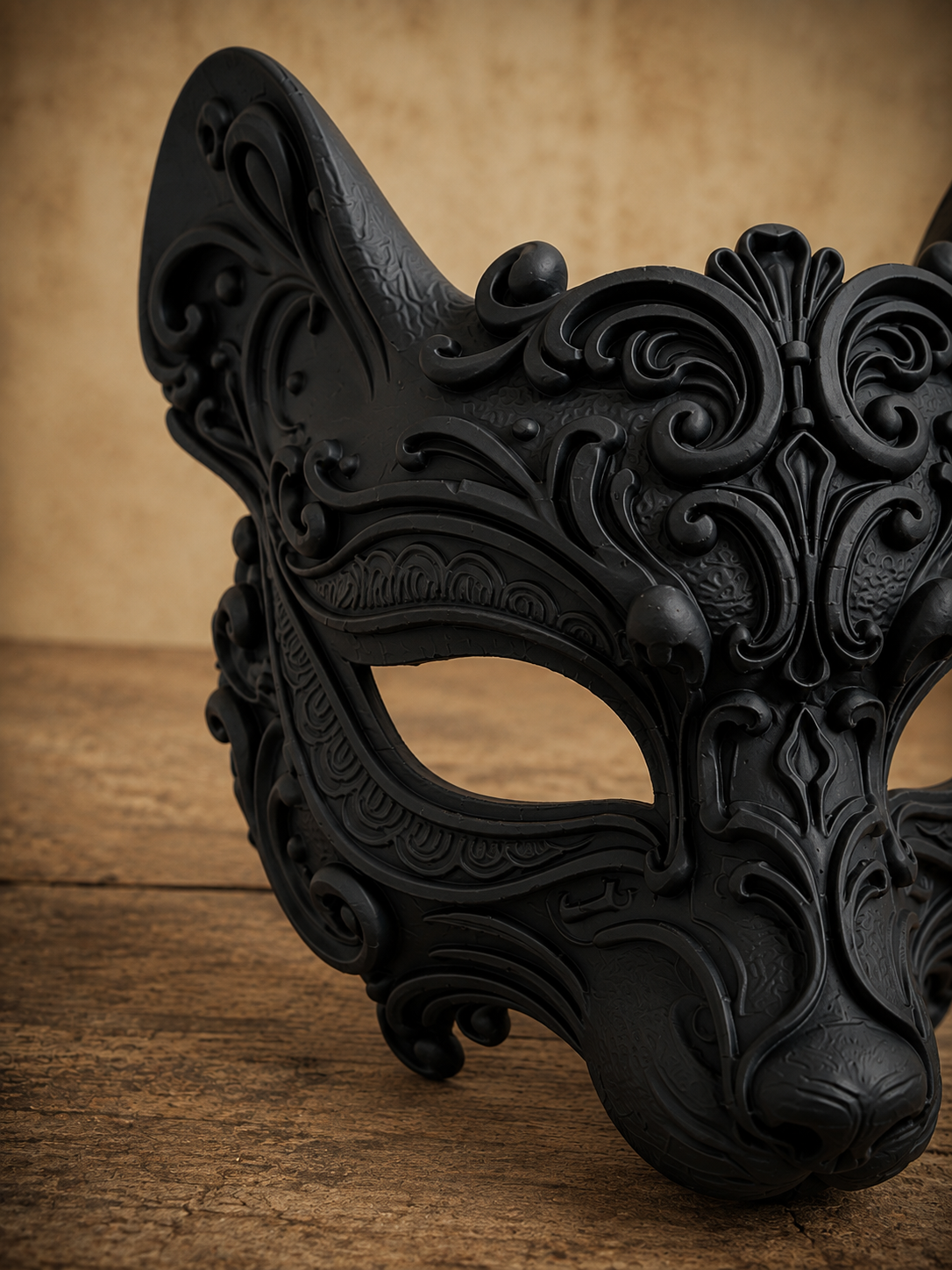 The Woodland Whisper — Mouse Masquerade Mask, Baroque Animal Mask, Hand-Painted