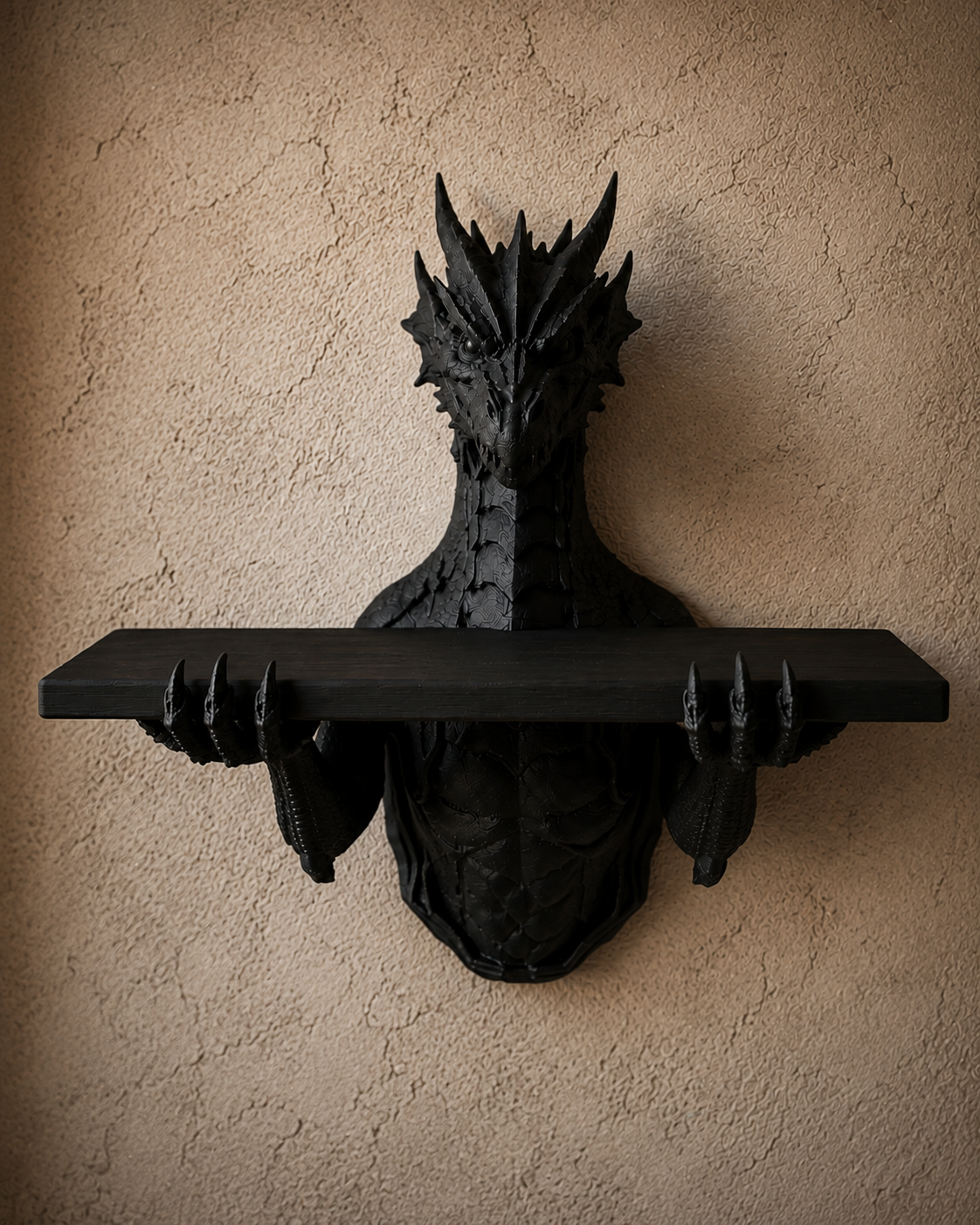 The Grimoire Guardian — Dragon Wall Shelf, Gothic Book & Crystal Shelf, Hand-Painted