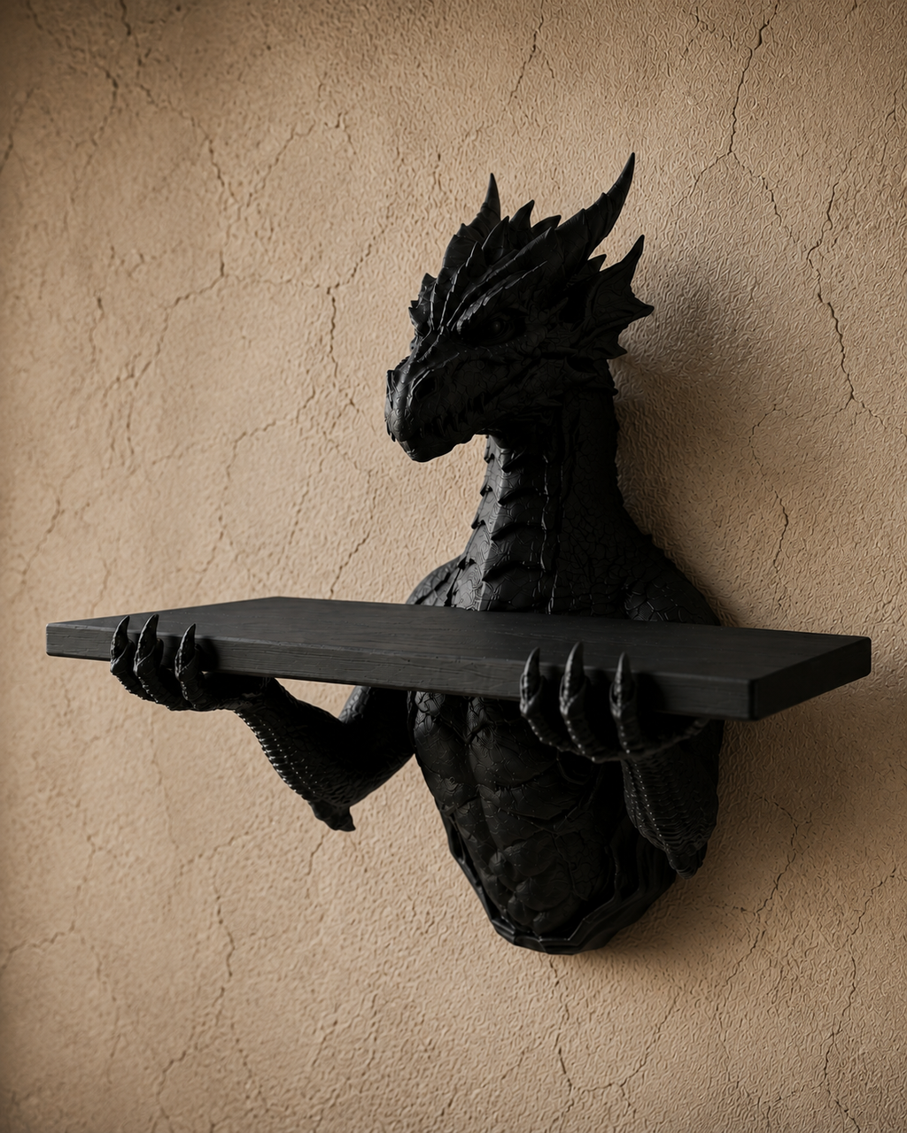 The Grimoire Guardian — Dragon Wall Shelf, Gothic Book & Crystal Shelf, Hand-Painted