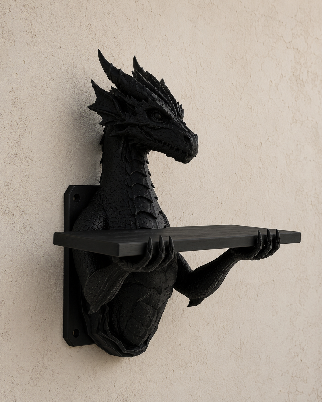 The Grimoire Guardian — Dragon Wall Shelf, Gothic Book & Crystal Shelf, Hand-Painted