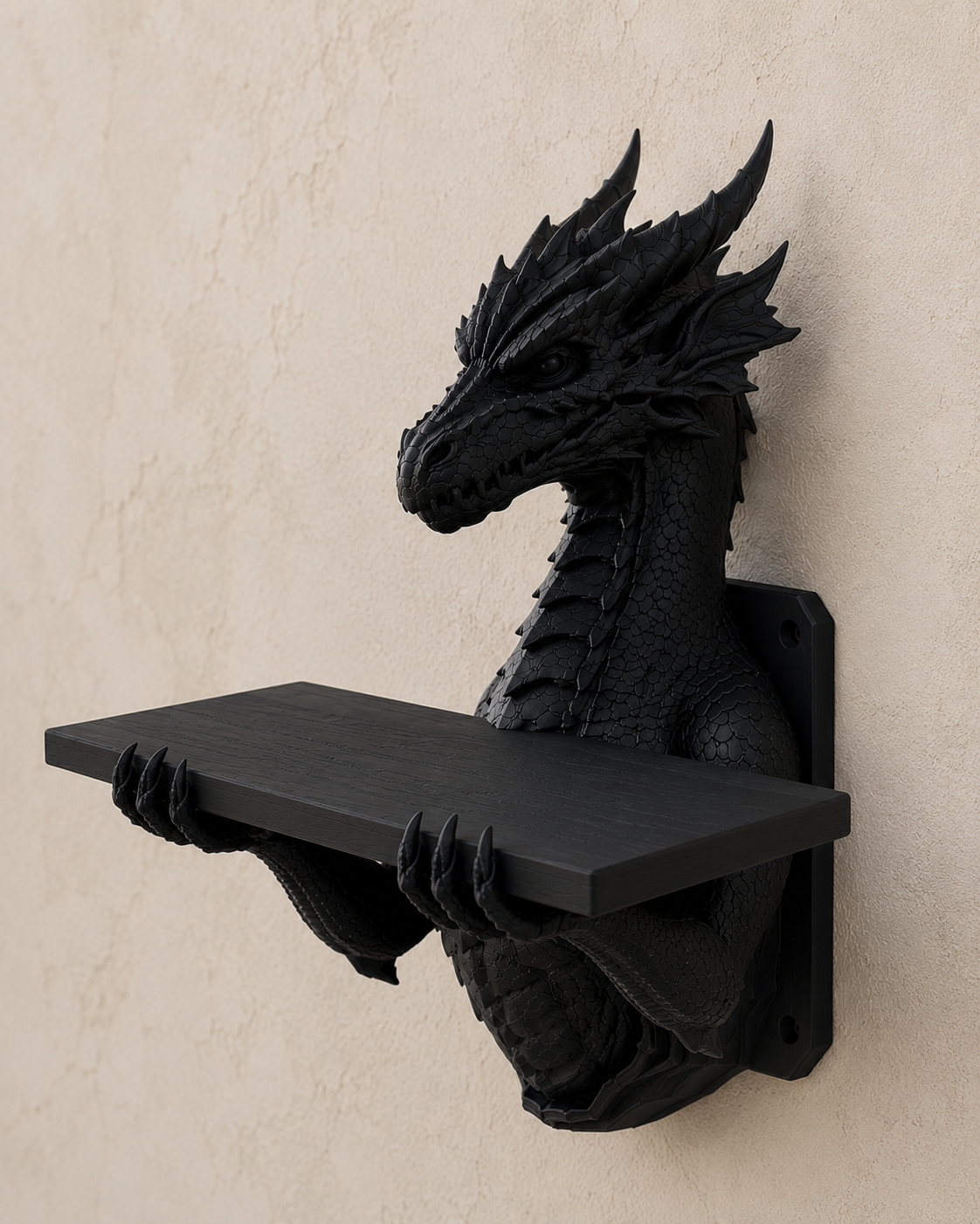The Grimoire Guardian — Dragon Wall Shelf, Gothic Book & Crystal Shelf, Hand-Painted