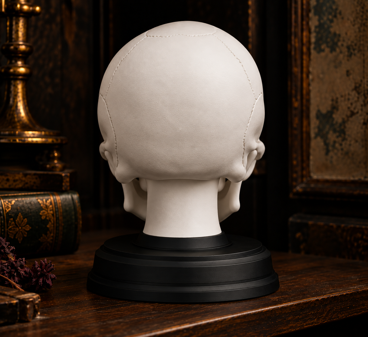 The Anatomist's Study — Skull Bust with Display Stand, Dark Academia Curiosity Display