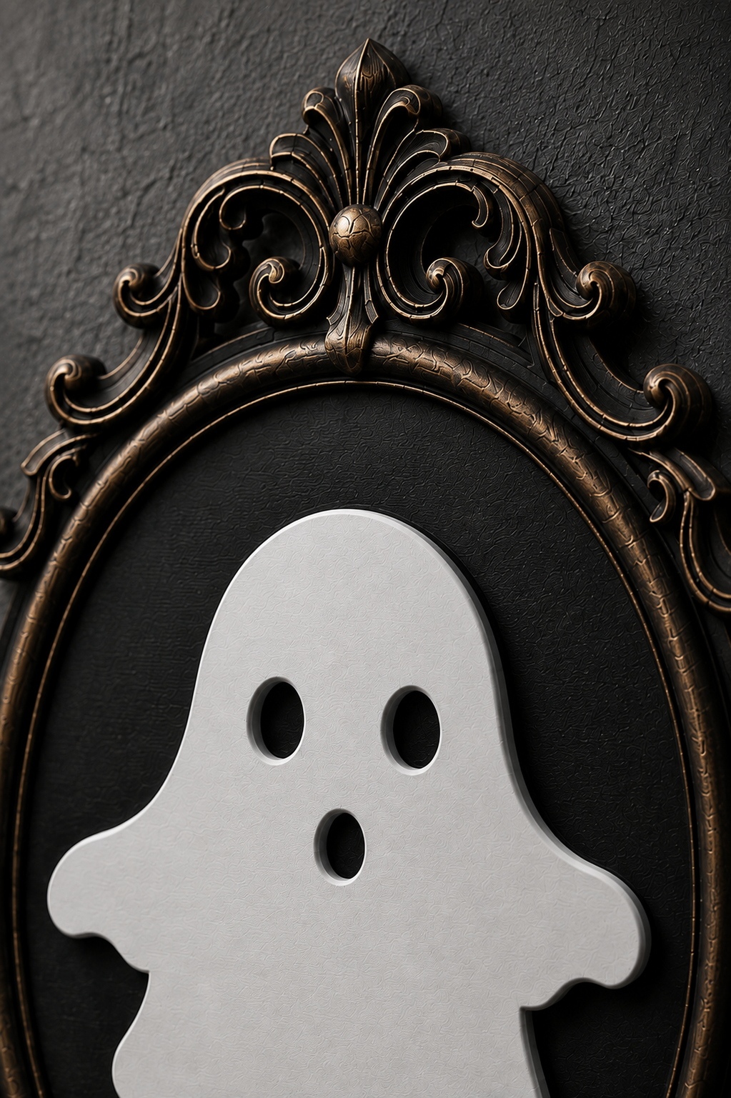The Uninvited — Gothic Ghost Cameo Wall Plaque, Baroque Halloween Wall Decor