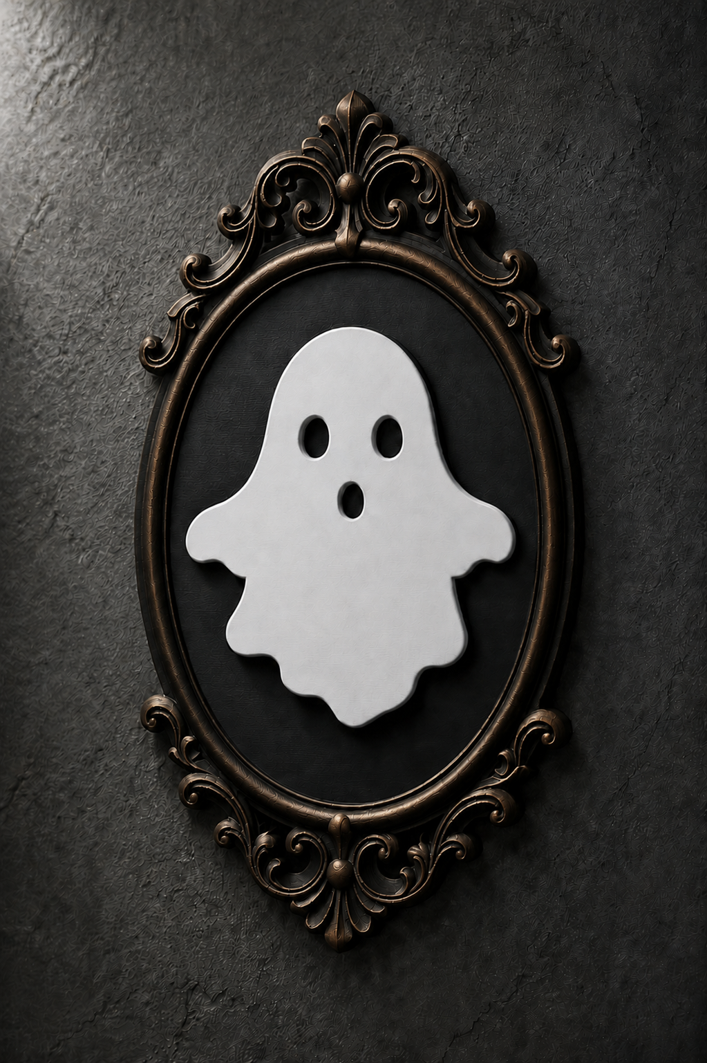The Uninvited — Gothic Ghost Cameo Wall Plaque, Baroque Halloween Wall Decor
