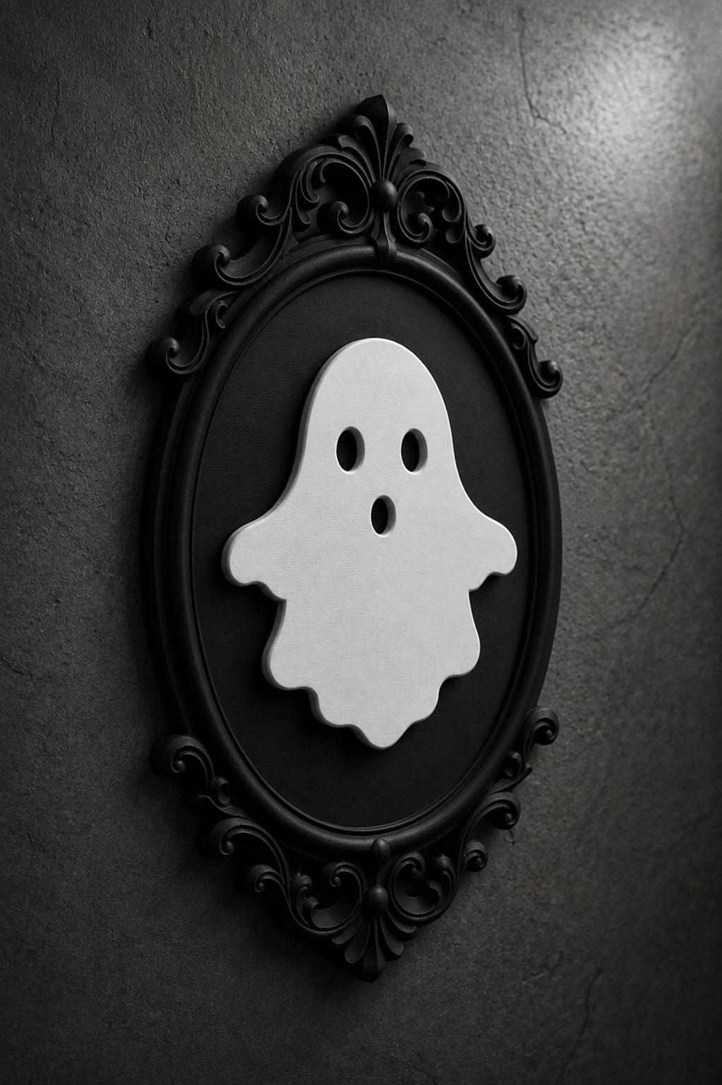 The Uninvited — Gothic Ghost Cameo Wall Plaque, Baroque Halloween Wall Decor