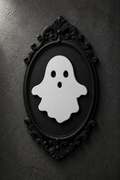 The Uninvited — Gothic Ghost Cameo Wall Plaque, Baroque Halloween Wall Decor