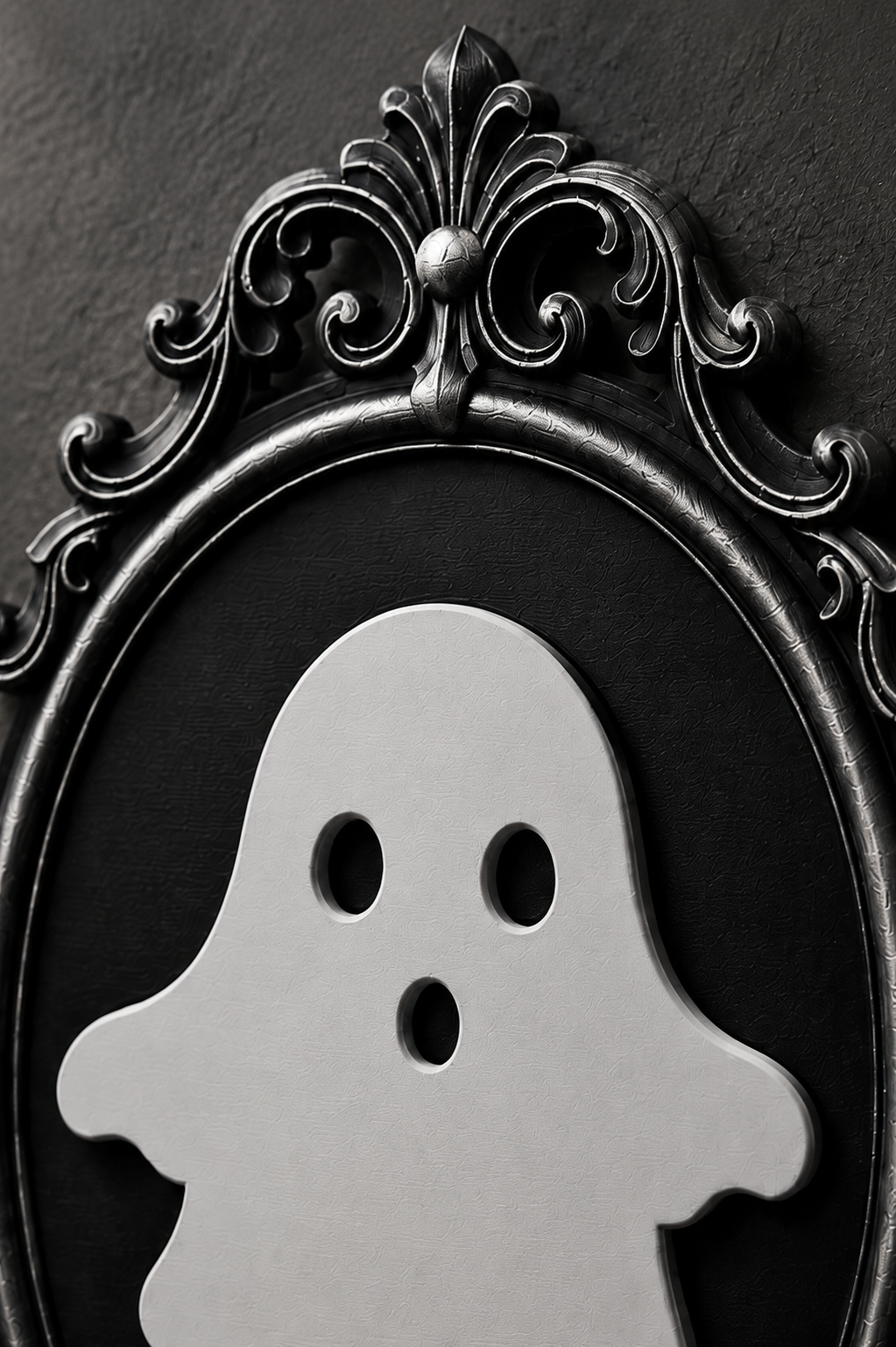 The Uninvited — Gothic Ghost Cameo Wall Plaque, Baroque Halloween Wall Decor