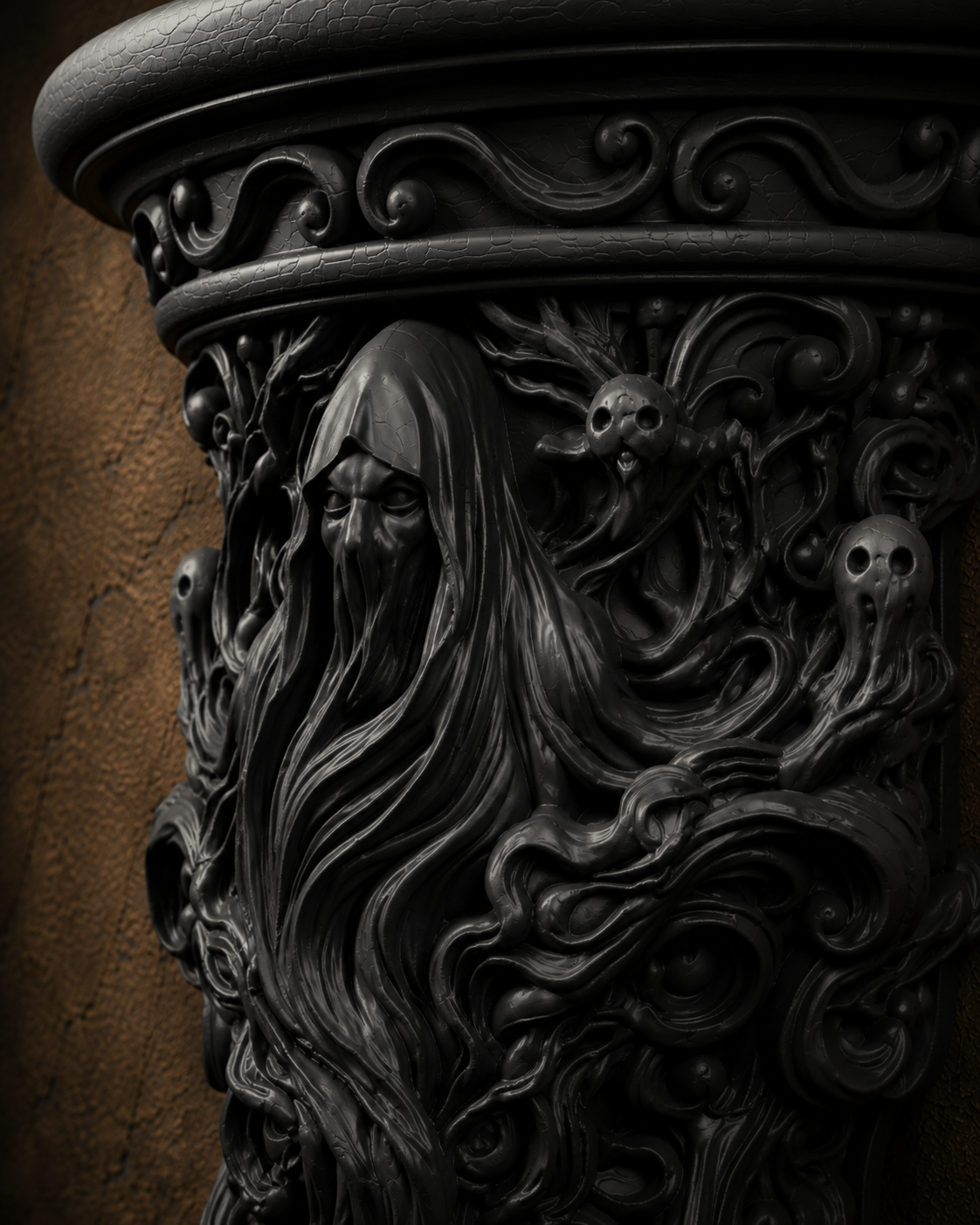 The Restless Spirit — Ghost Wall Shelf, Gothic Halloween Decor, Hand-Painted