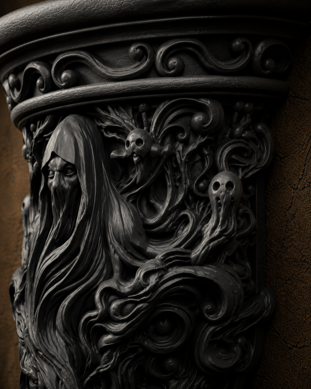 The Restless Spirit — Ghost Wall Shelf, Gothic Halloween Decor, Hand-Painted