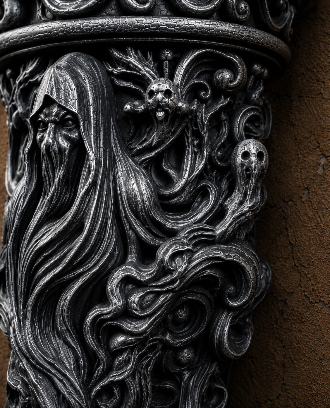 The Restless Spirit — Ghost Wall Shelf, Gothic Halloween Decor, Hand-Painted
