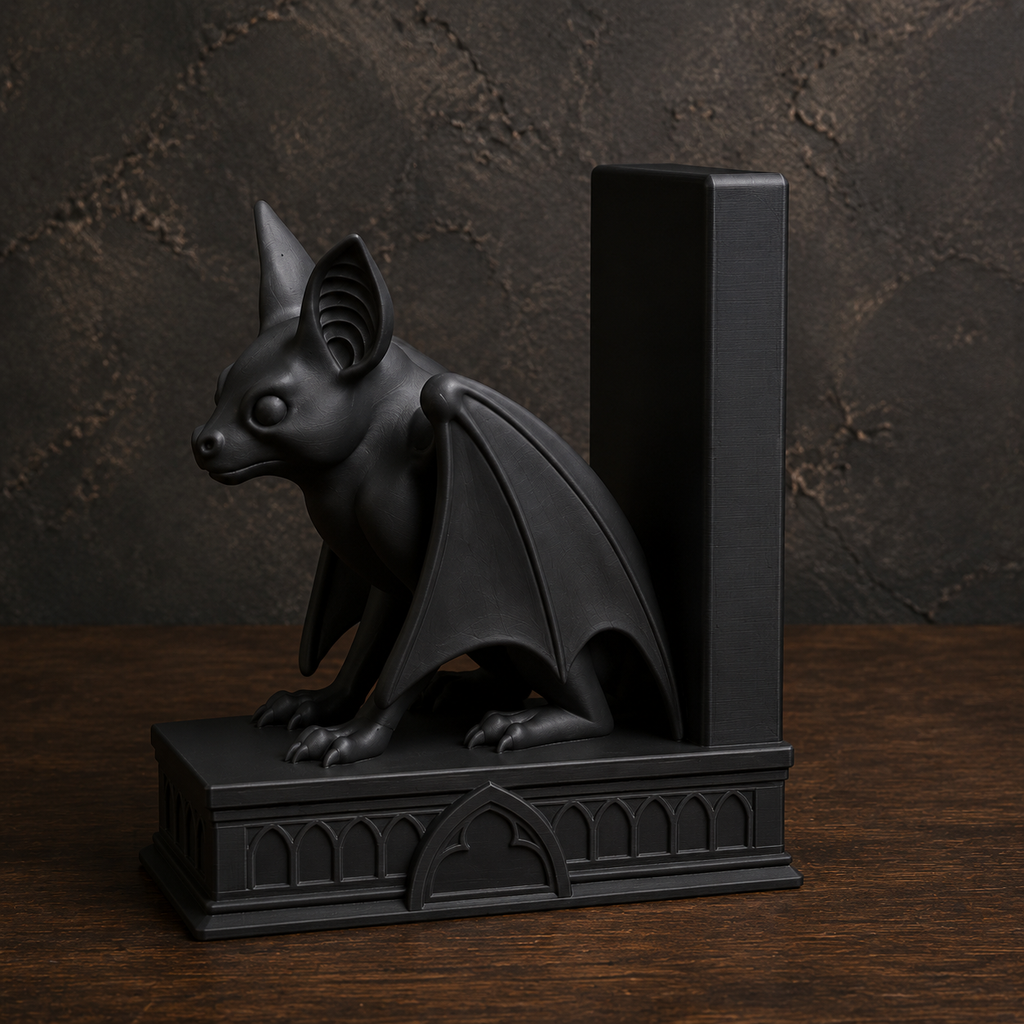 The Belfry Guard — Gothic Bat Bookend, Dark Academia Bookshelf Decor