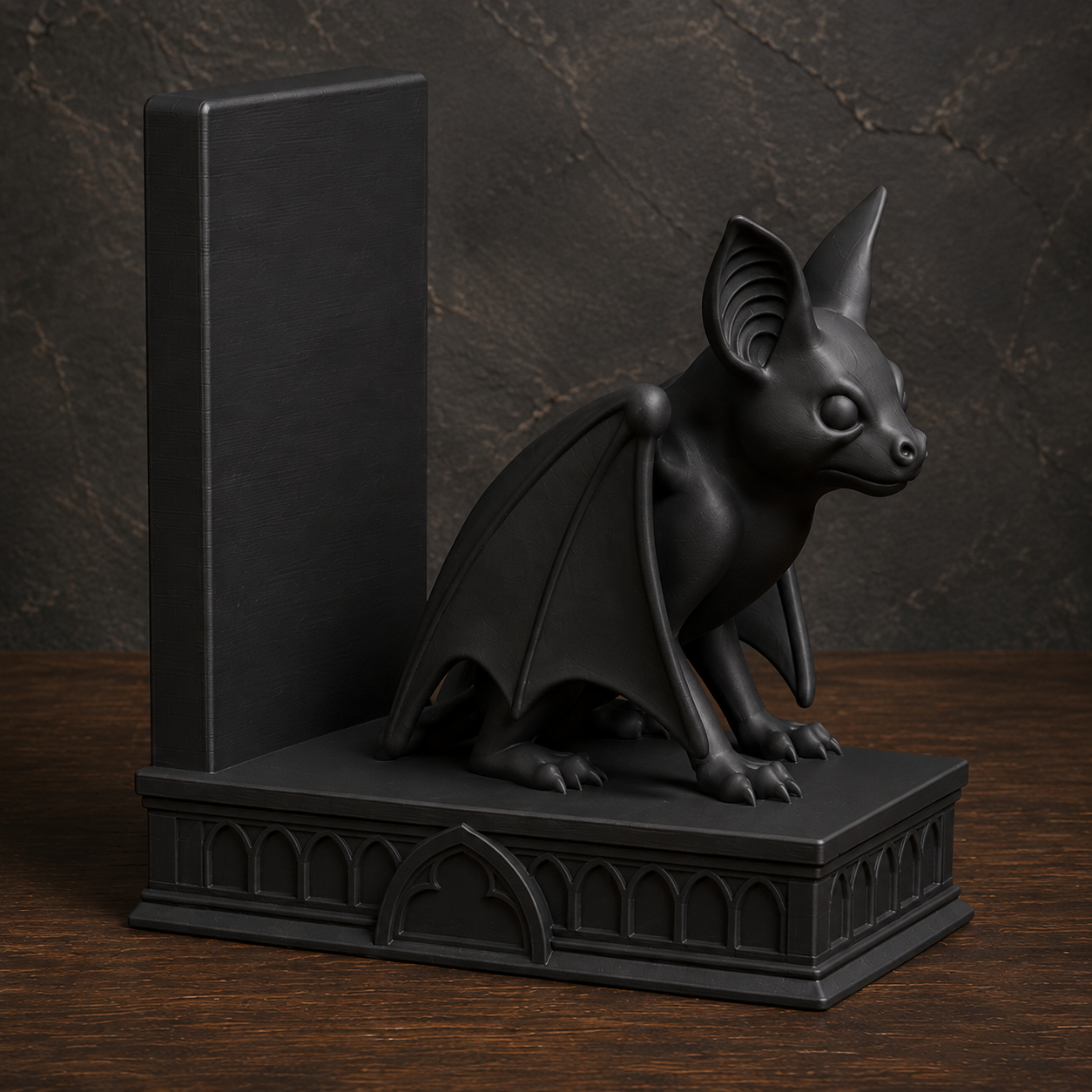 The Belfry Guard — Gothic Bat Bookend, Dark Academia Bookshelf Decor