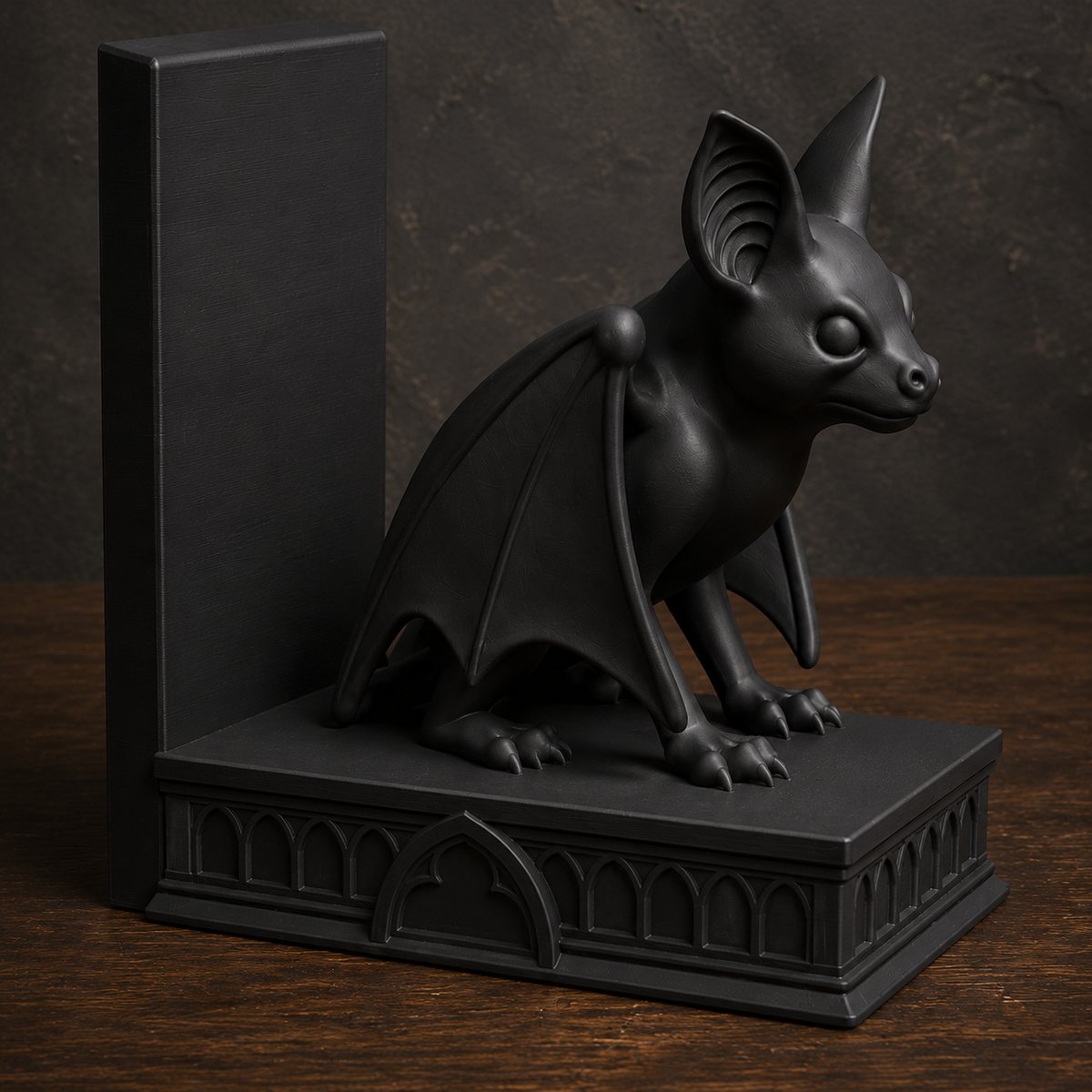 The Belfry Guard — Gothic Bat Bookend, Dark Academia Bookshelf Decor