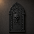 The Bone Rosary — Skull & Roses Wall Plaque, Gothic Cathedral Plaque