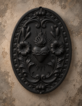 The Burning Vow — Sacred Heart Wall Plaque, Gothic Devotional Decor