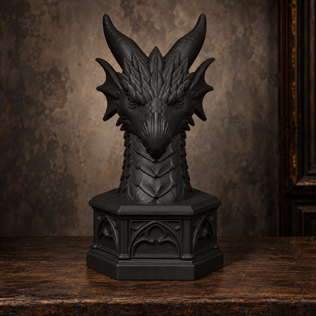 The Cloistered Drake — Dragon Cathedral Bookend, Gothic Fantasy Bookshelf Decor