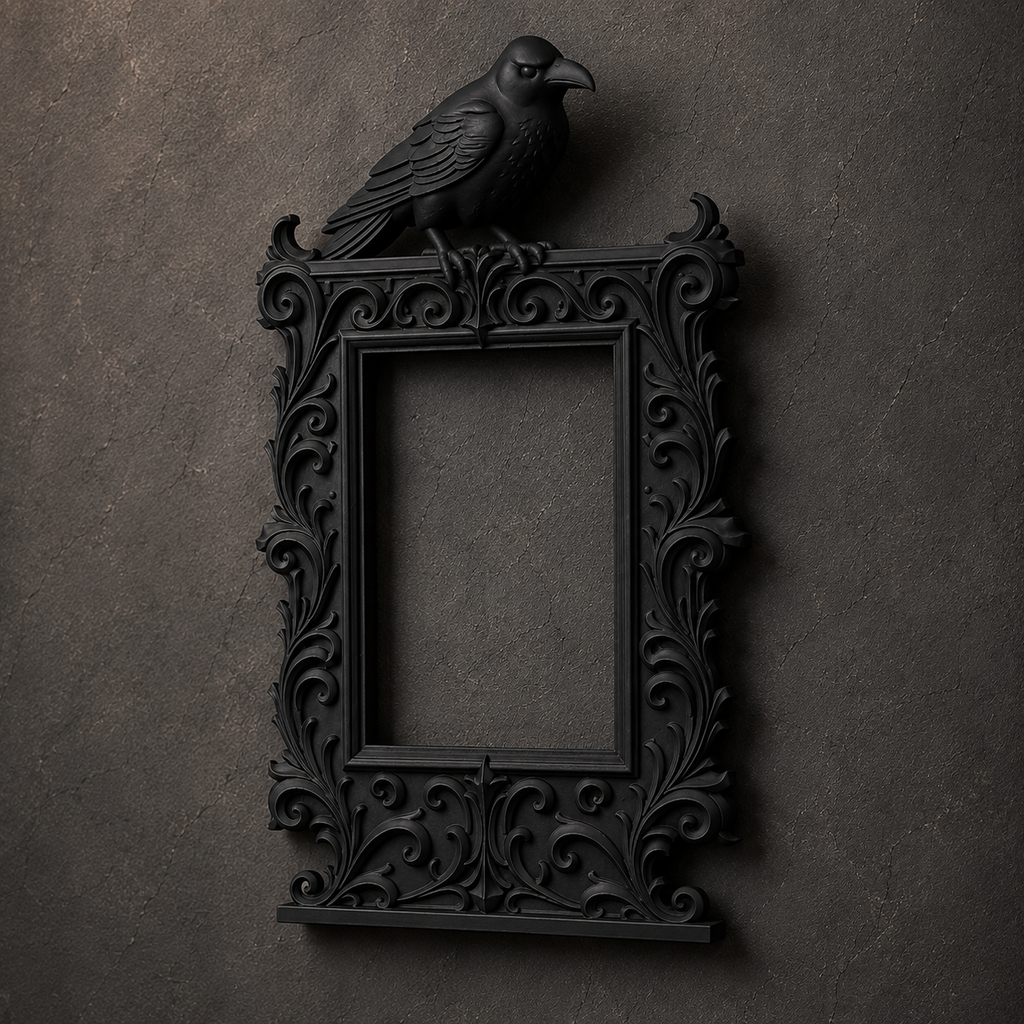 The Rook's Window — Gothic Crow Photo Frame, Raven Wall Frame, Gothic Decor