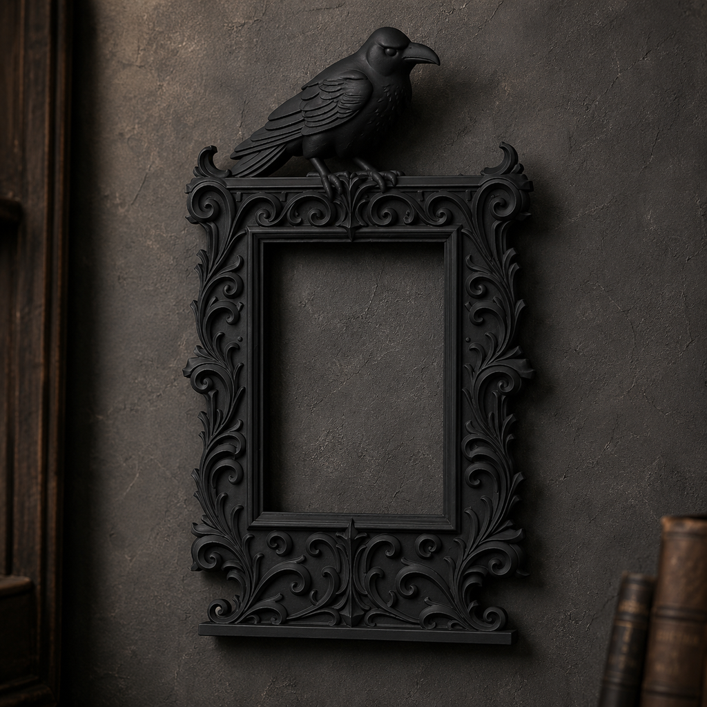 The Rook's Window — Gothic Crow Photo Frame, Raven Wall Frame, Gothic Decor