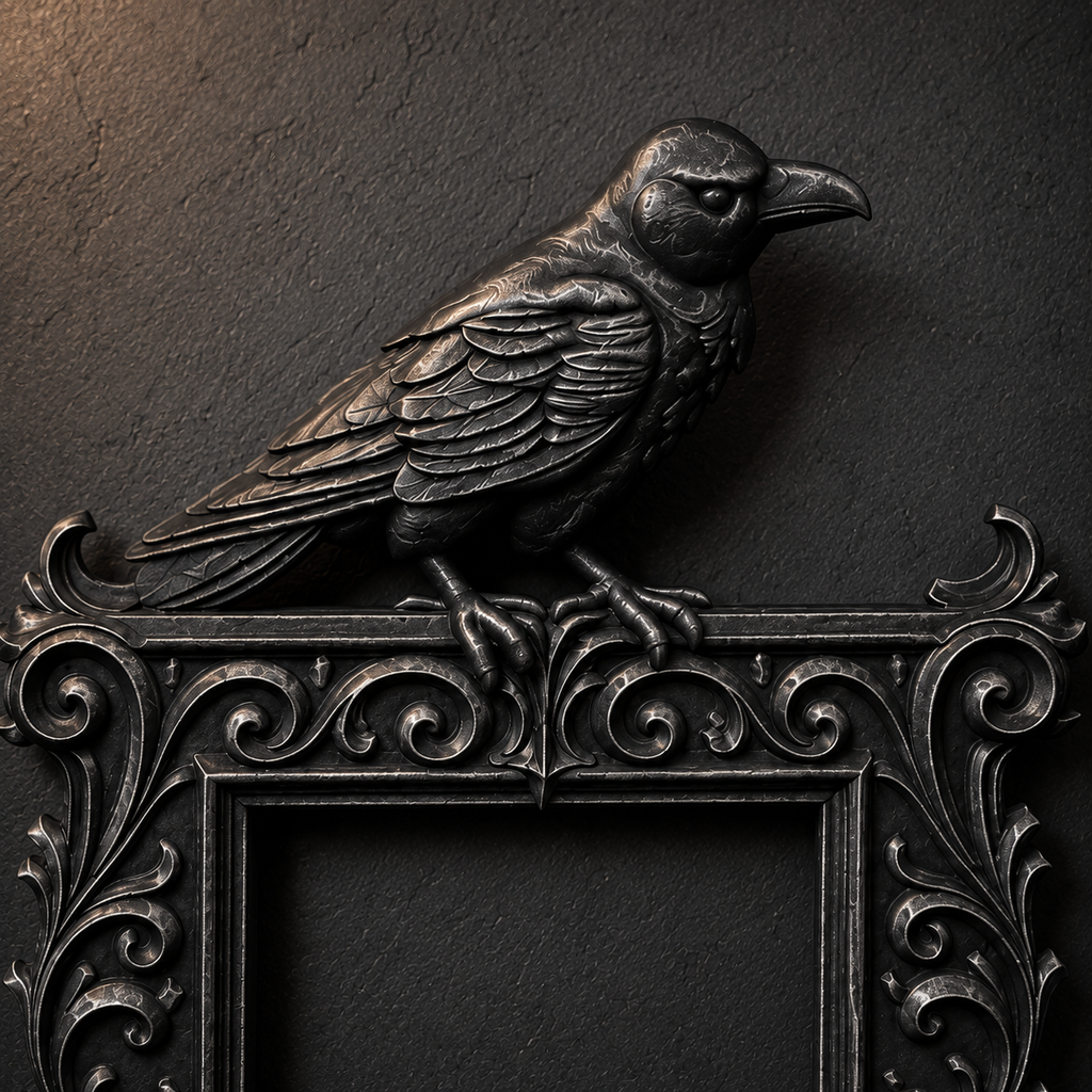 The Rook's Window — Gothic Crow Photo Frame, Raven Wall Frame, Gothic Decor