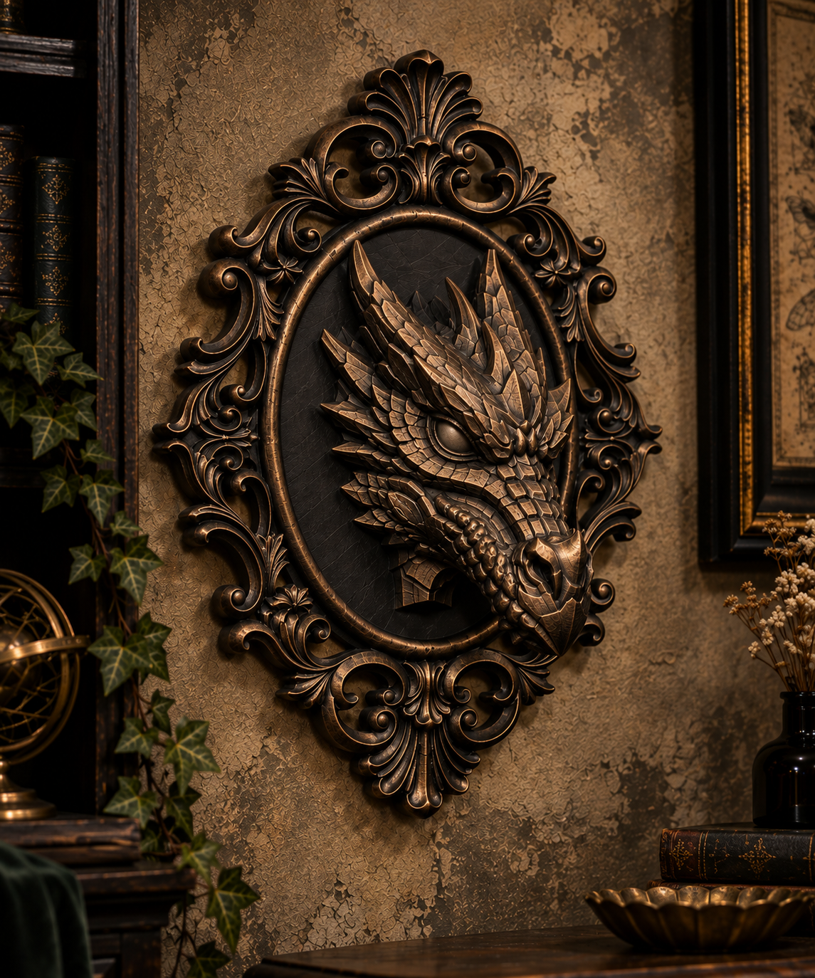 The Coiled Wyrm — Dragon Wall Plaque by Gremlin Relics