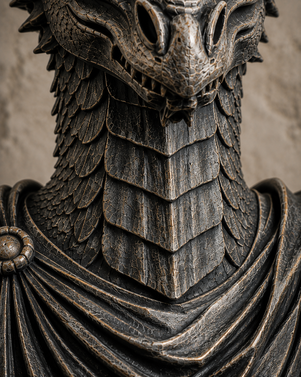 The Lorekeeper — Dragon Bust Statue, Gothic Bookshelf Decor, Hand-Painted