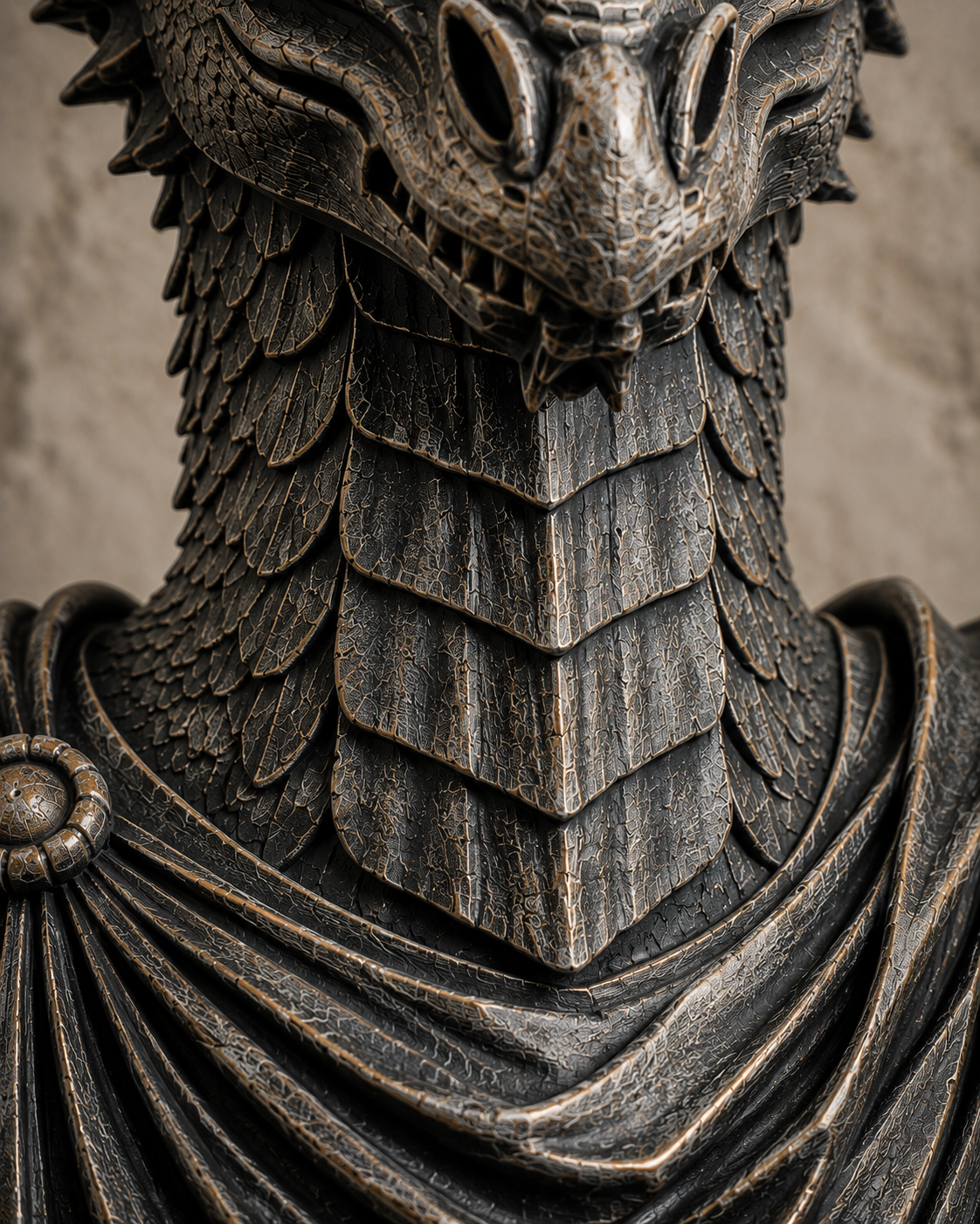 The Lorekeeper — Dragon Bust Statue, Gothic Bookshelf Decor, Hand-Painted