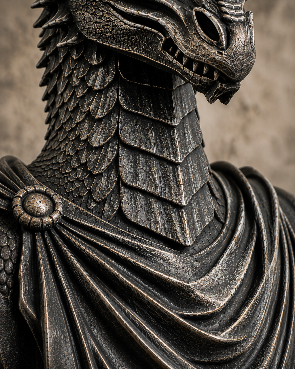 The Lorekeeper — Dragon Bust Statue, Gothic Bookshelf Decor, Hand-Painted