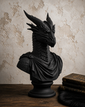 The Lorekeeper — Dragon Bust Statue, Gothic Bookshelf Decor, Hand-Painted