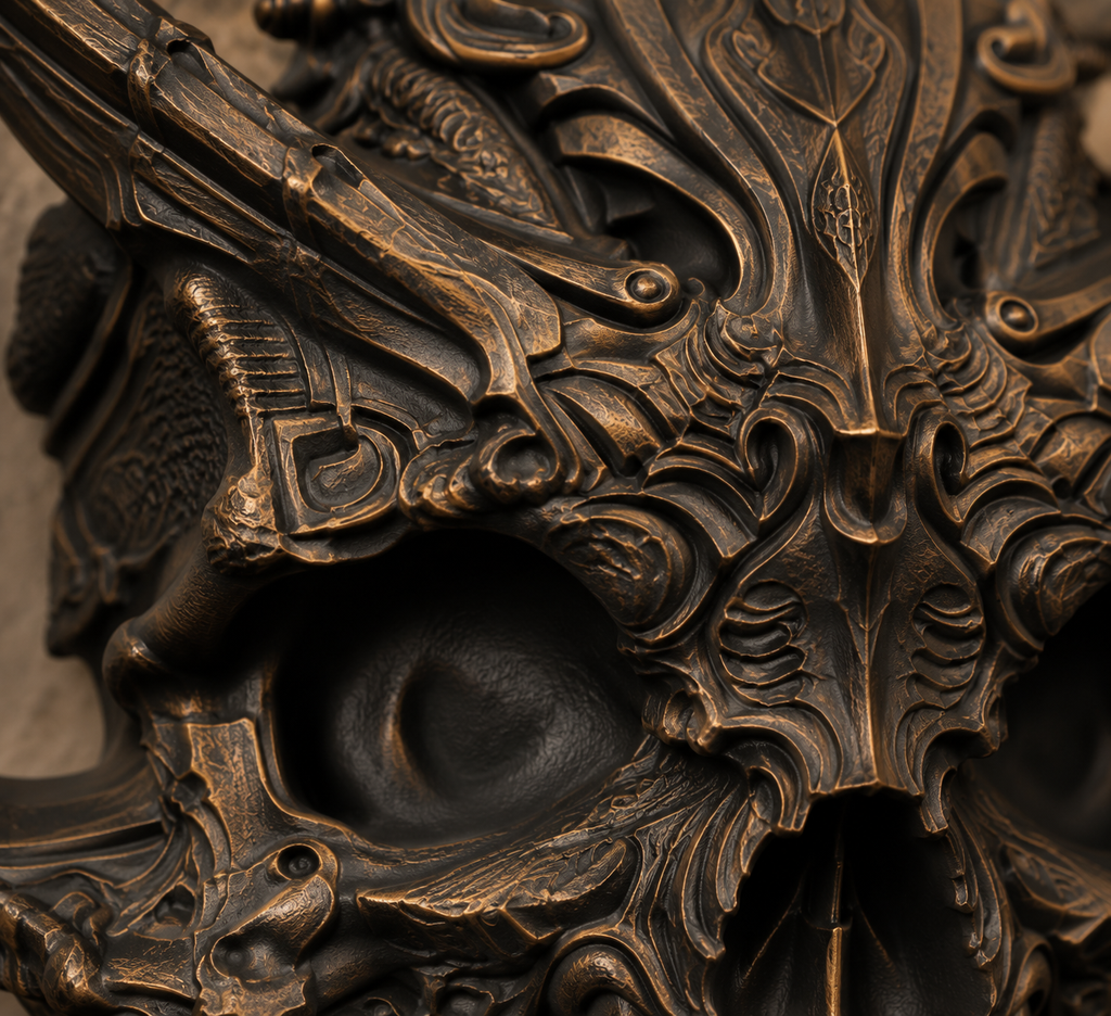 The Horned Relic — Demon Skull Wall Mount, Gothic Memento Mori Decor