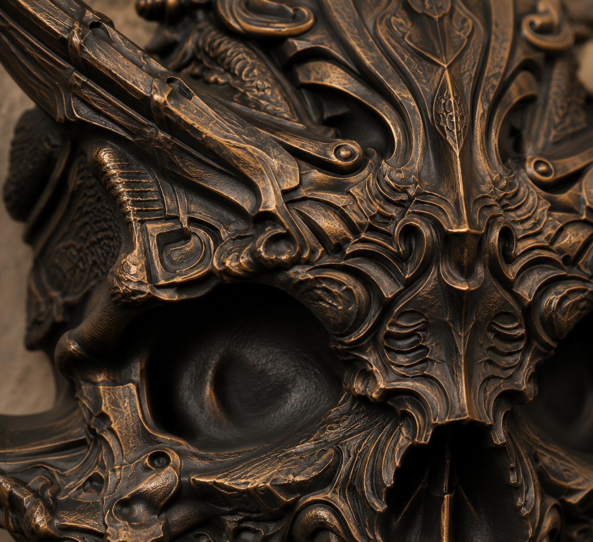 The Horned Relic — Demon Skull Wall Mount, Gothic Memento Mori Decor