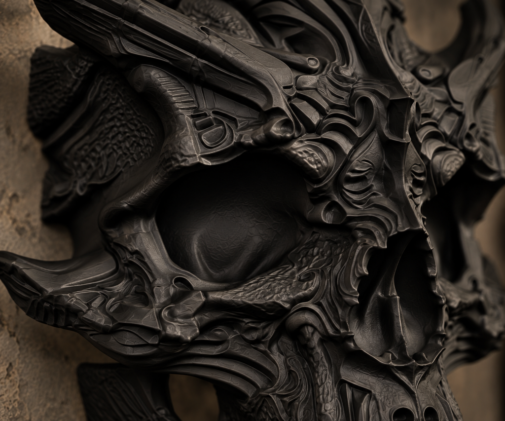 The Horned Relic — Demon Skull Wall Mount, Gothic Memento Mori Decor
