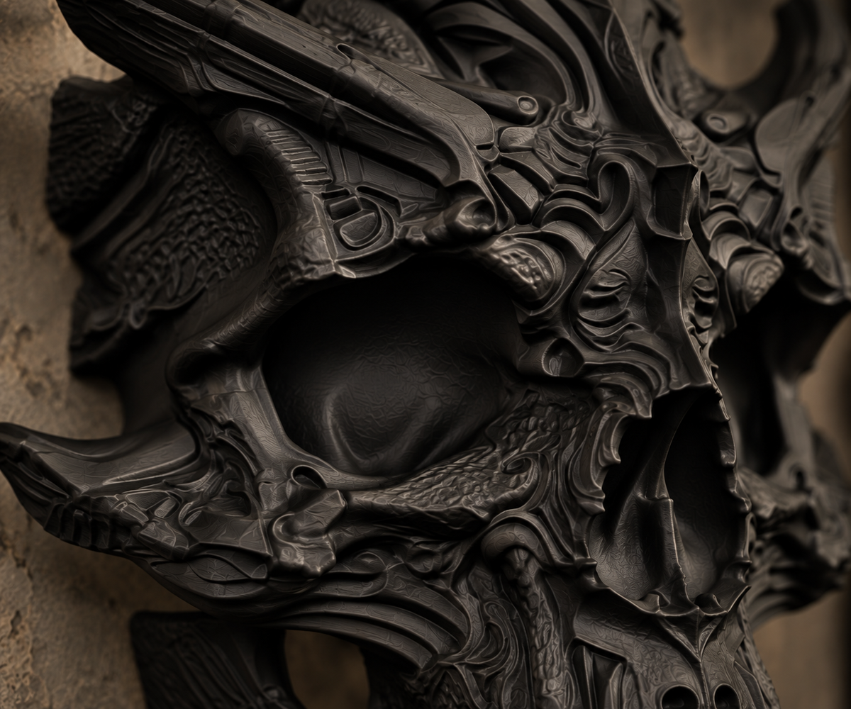 The Horned Relic — Demon Skull Wall Mount, Gothic Memento Mori Decor