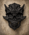 The Horned Relic — Demon Skull Wall Mount, Gothic Memento Mori Decor