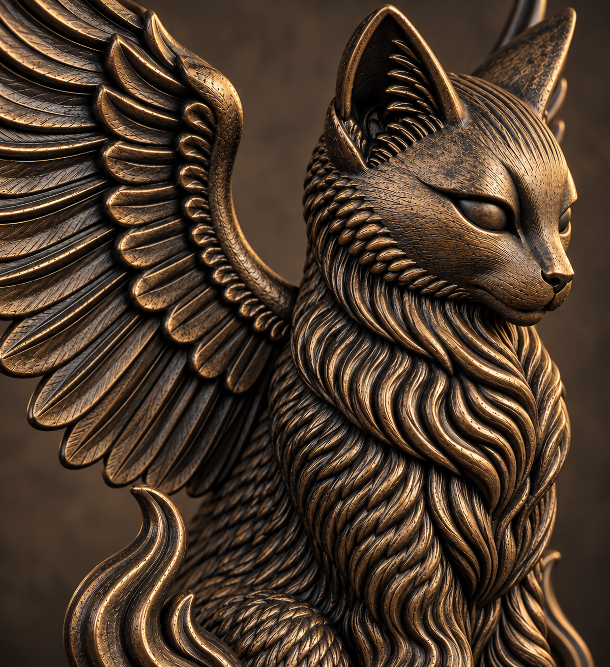 The Familiar — Winged Black Cat Figurine, Witchy Halloween Shelf Decor