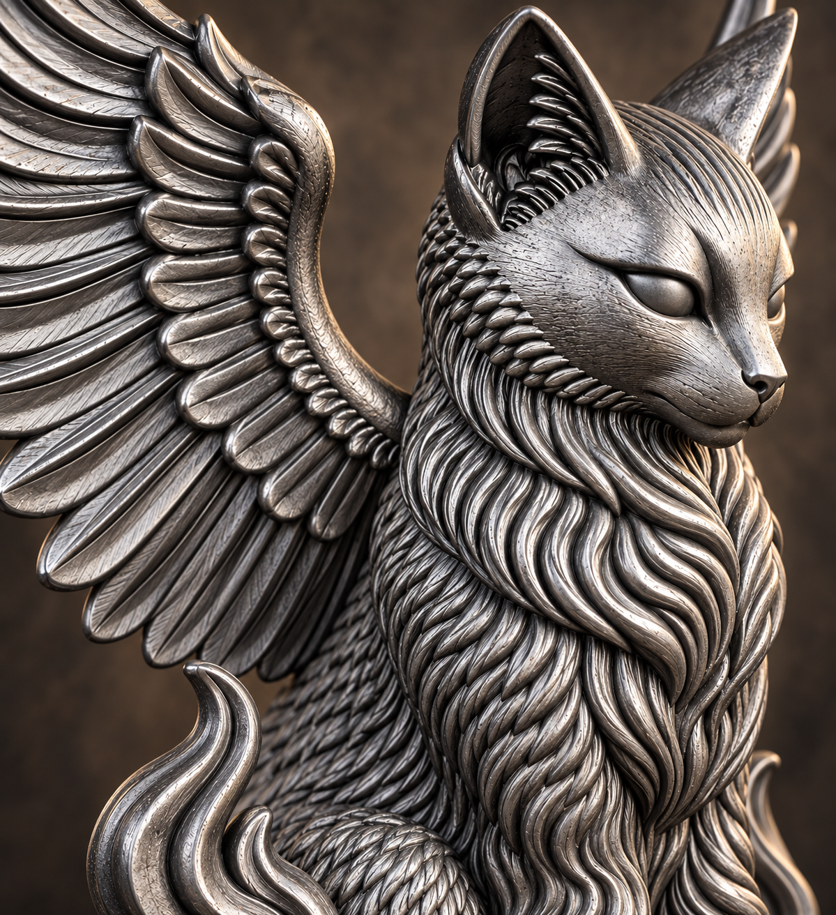 The Familiar — Winged Black Cat Figurine, Witchy Halloween Shelf Decor