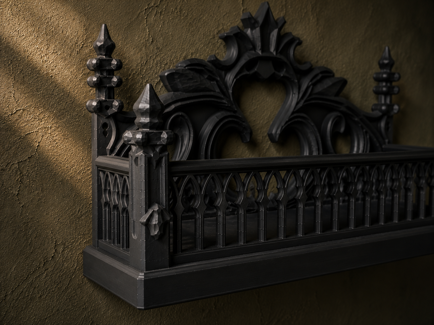 The Thorned Grove — Gothic Leaf Wall Shelf