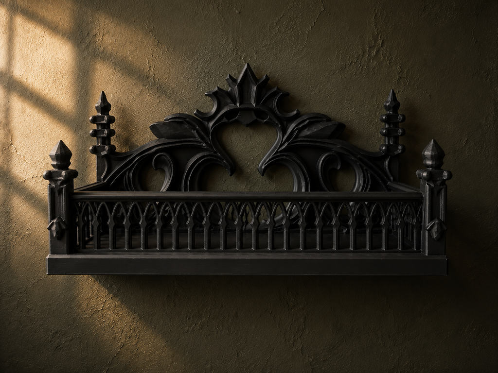 The Thorned Grove — Gothic Leaf Wall Shelf