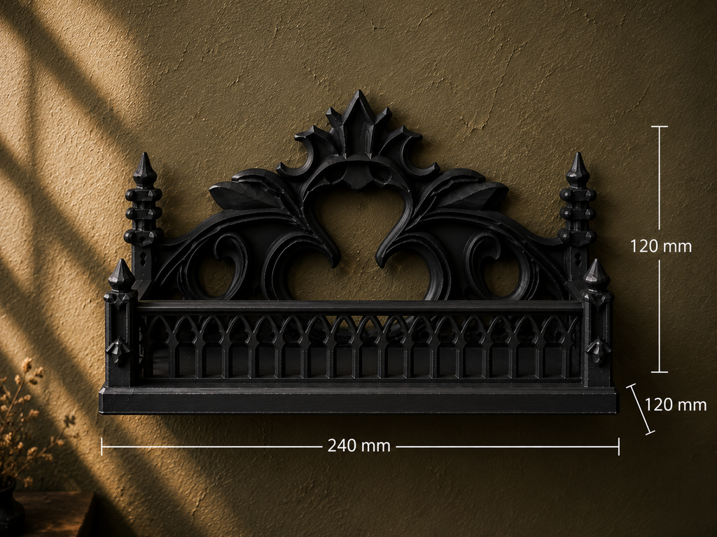The Thorned Grove — Gothic Leaf Wall Shelf