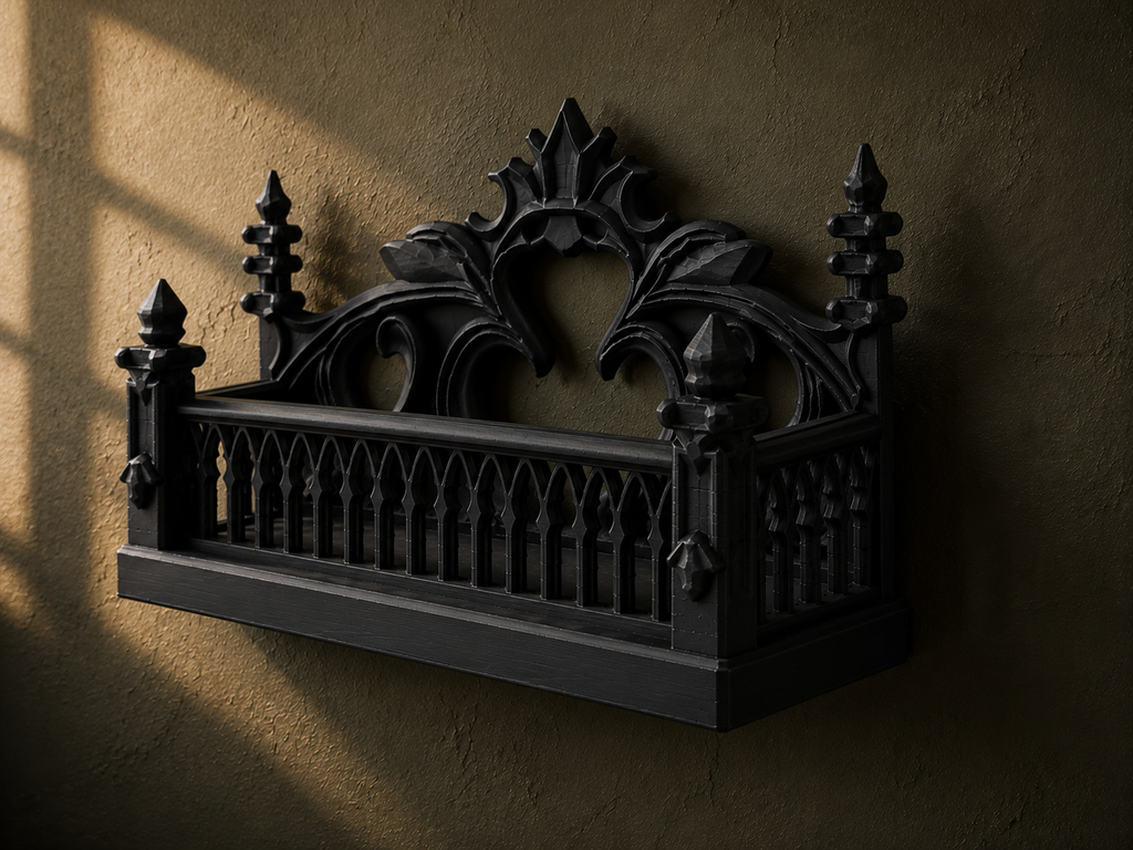 The Thorned Grove — Gothic Leaf Wall Shelf