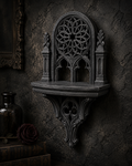 The Rose Chapel — Cathedral Wall Shelf, Gothic Rose Window Shelf, Hand-Painted
