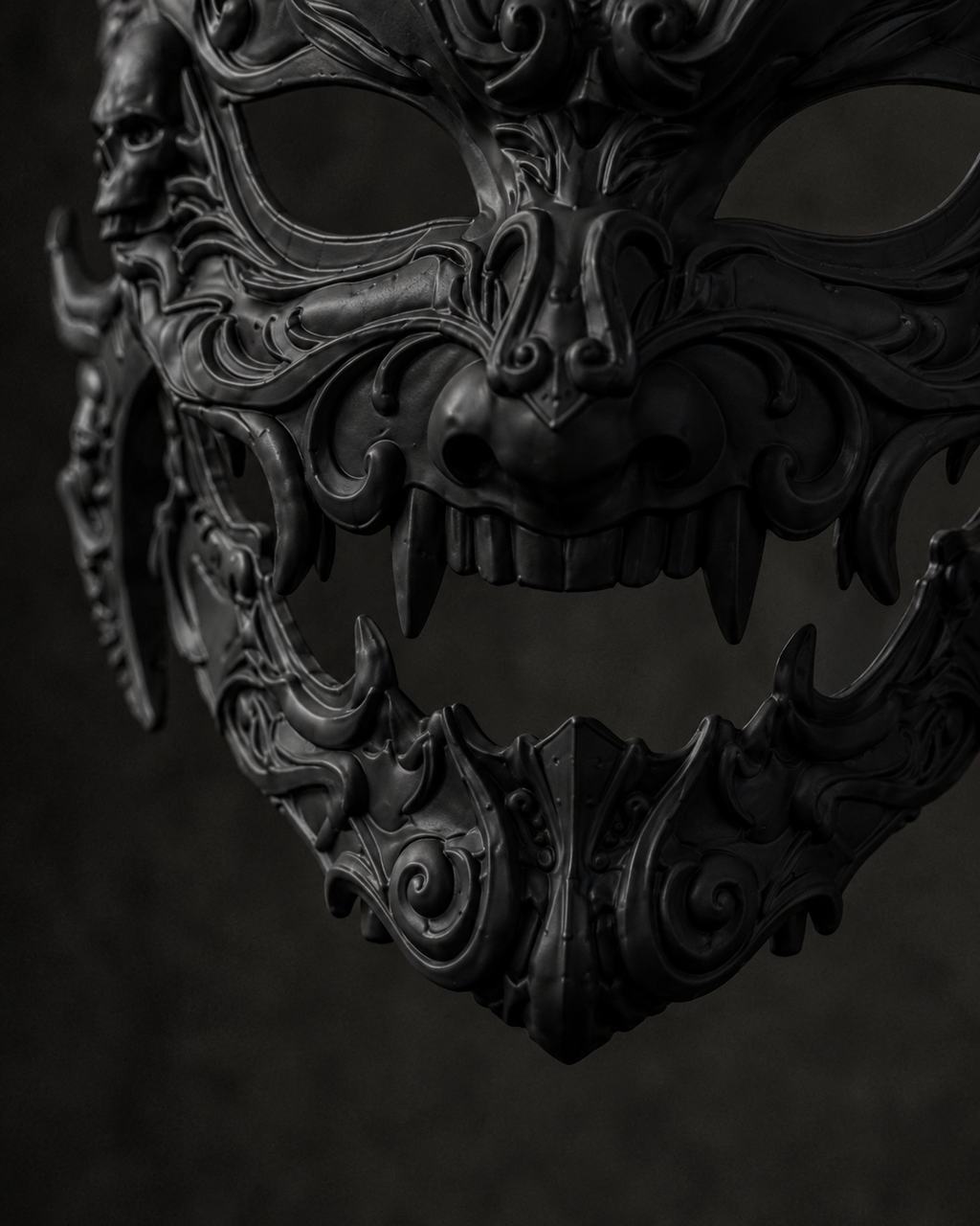 The Infernal Crown — Horned Demon Masquerade Mask, Gothic Halloween Décor, Hand-Painted