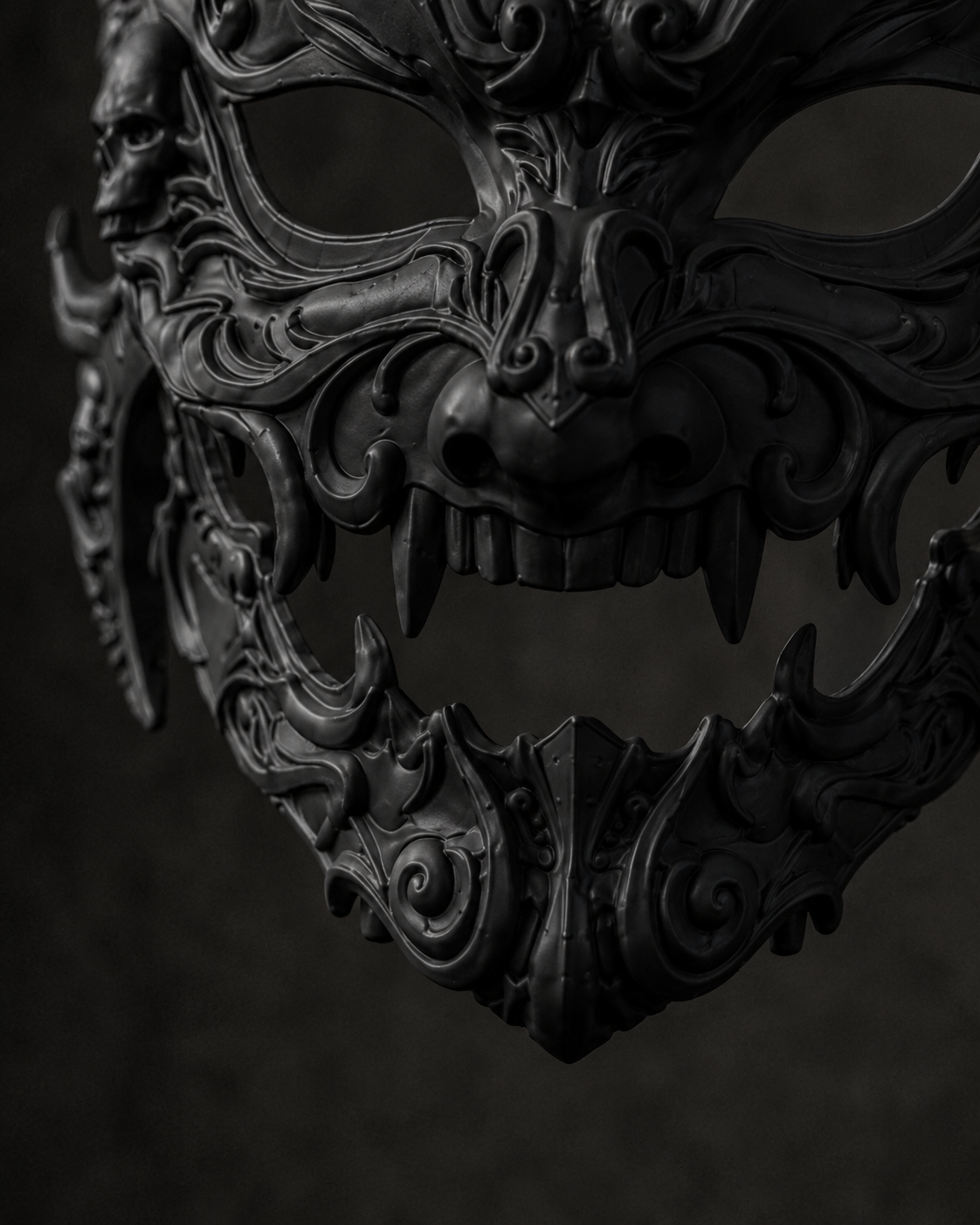 The Infernal Crown — Horned Demon Masquerade Mask, Gothic Halloween Décor, Hand-Painted