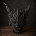 The Infernal Crown — Horned Demon Masquerade Mask, Gothic Halloween Décor, Hand-Painted