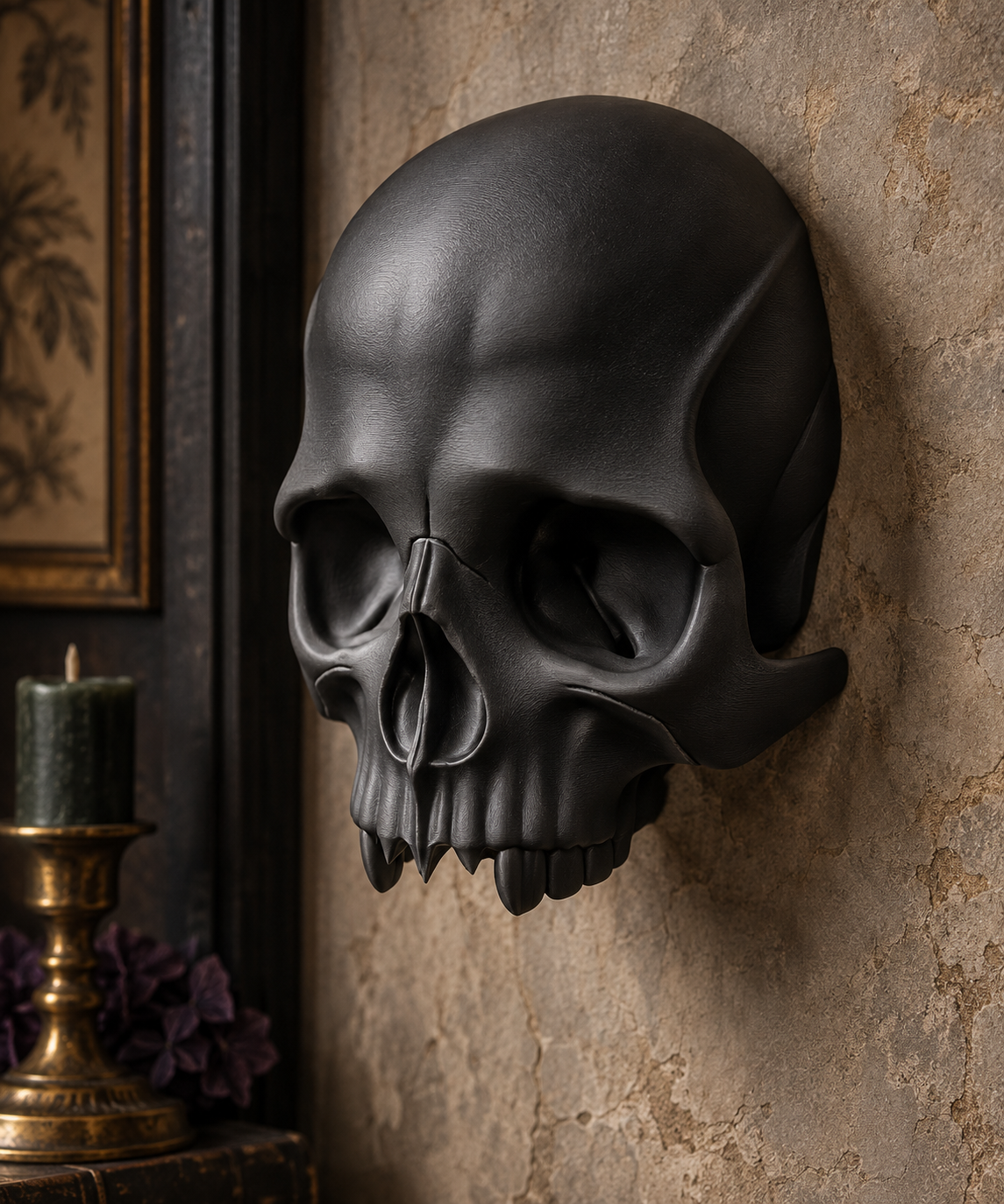 The Kept Secret — Skull Wall Mount with Hidden Compartment, Gothic Decor
